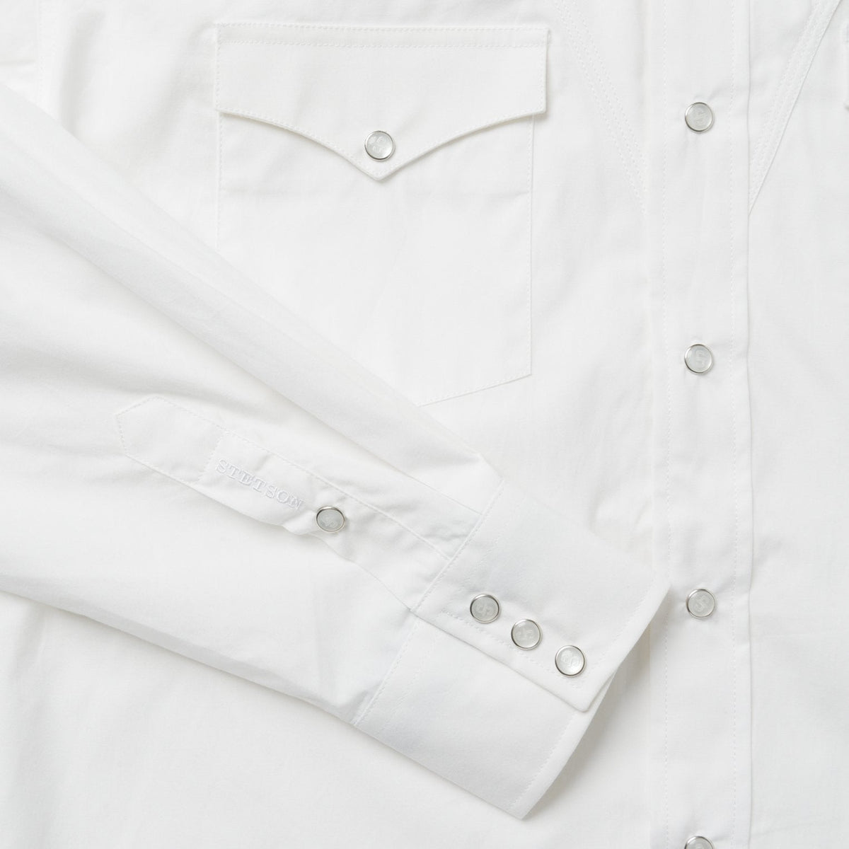 Stetson Classic Solid Snap Poplin Shirt In Optic White