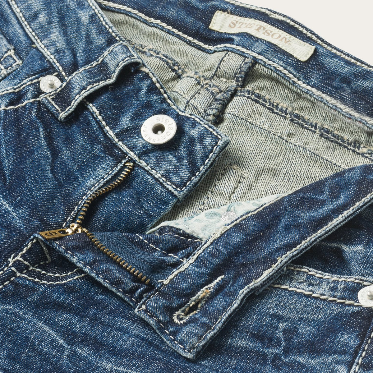 Stetson 816 Fit Jeans With White "S" Back Pocket