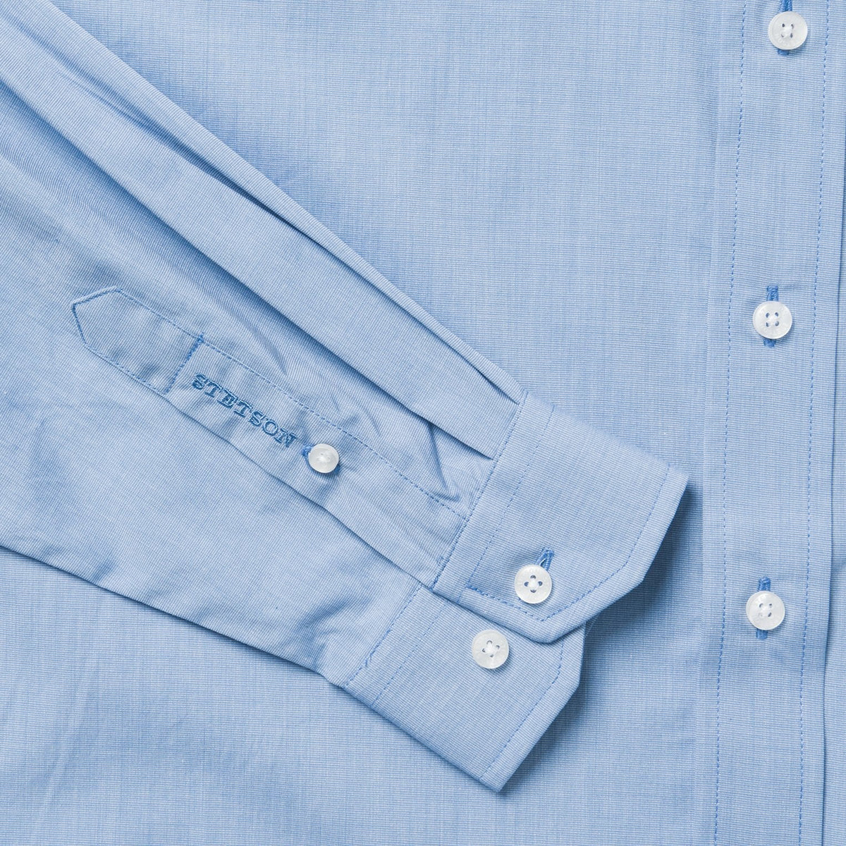 Stetson Blue Solid One-Pocket Snap-Front Shirt