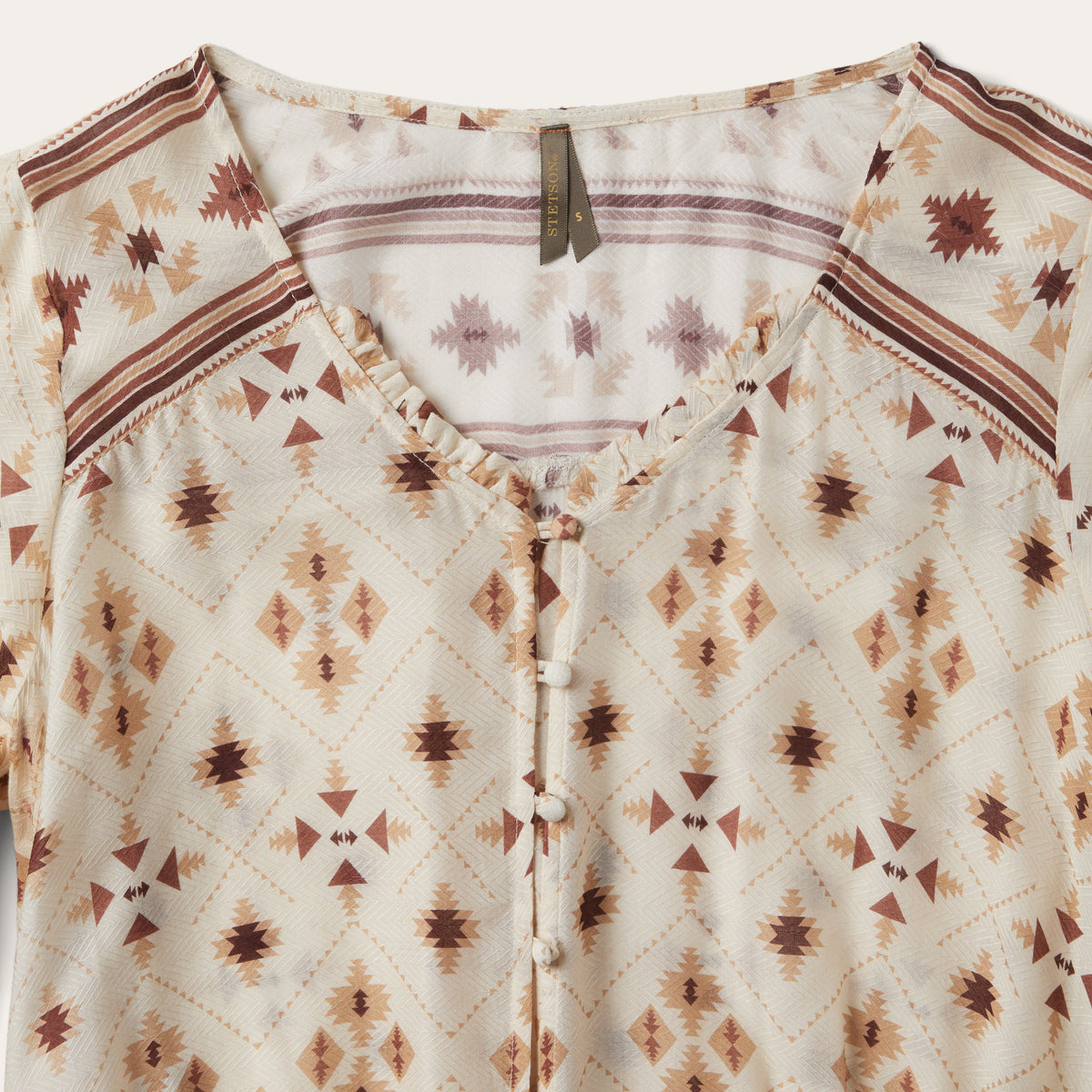 Stetson Gaucho Print Herringbone Blouse