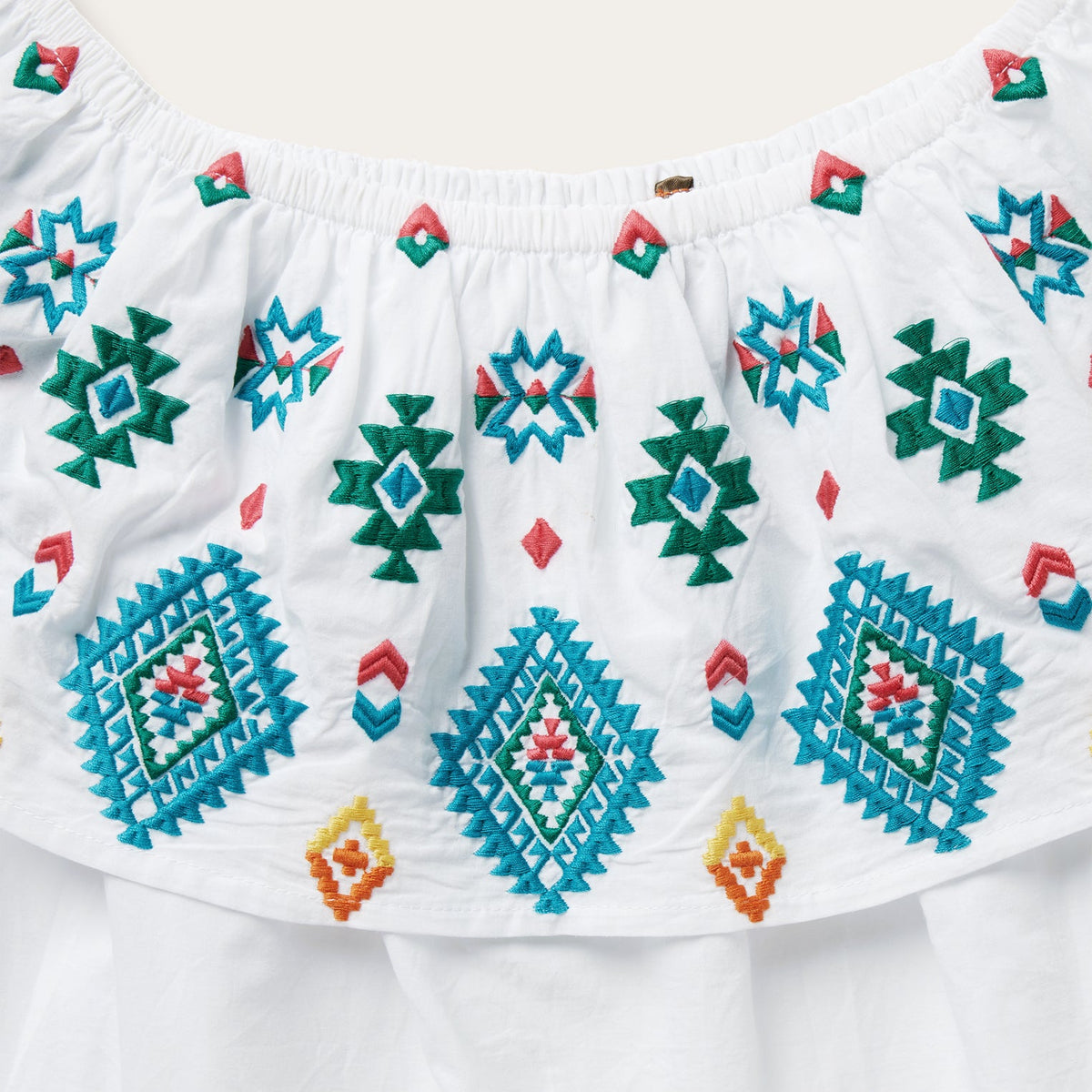 Stetson Bright Schiffli Embroidered White Cotton Lawn Blouse