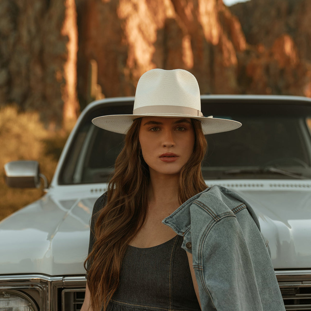 Stetson JW Marshall Straw Flat Brim Hat