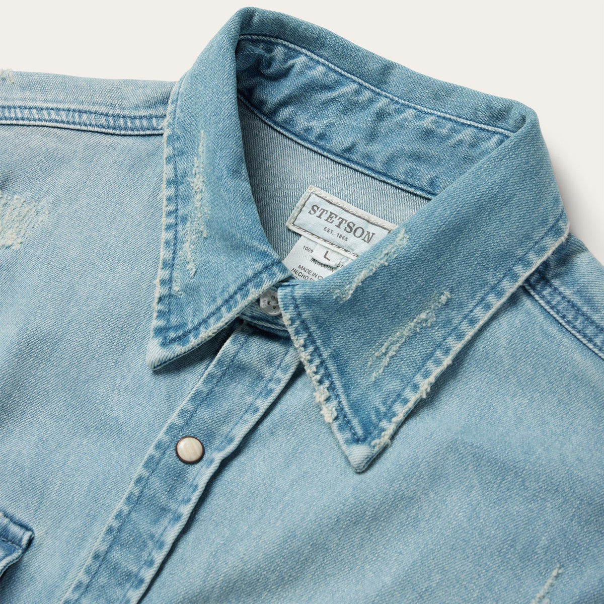 Stetson Distressed Denim Western Shirt