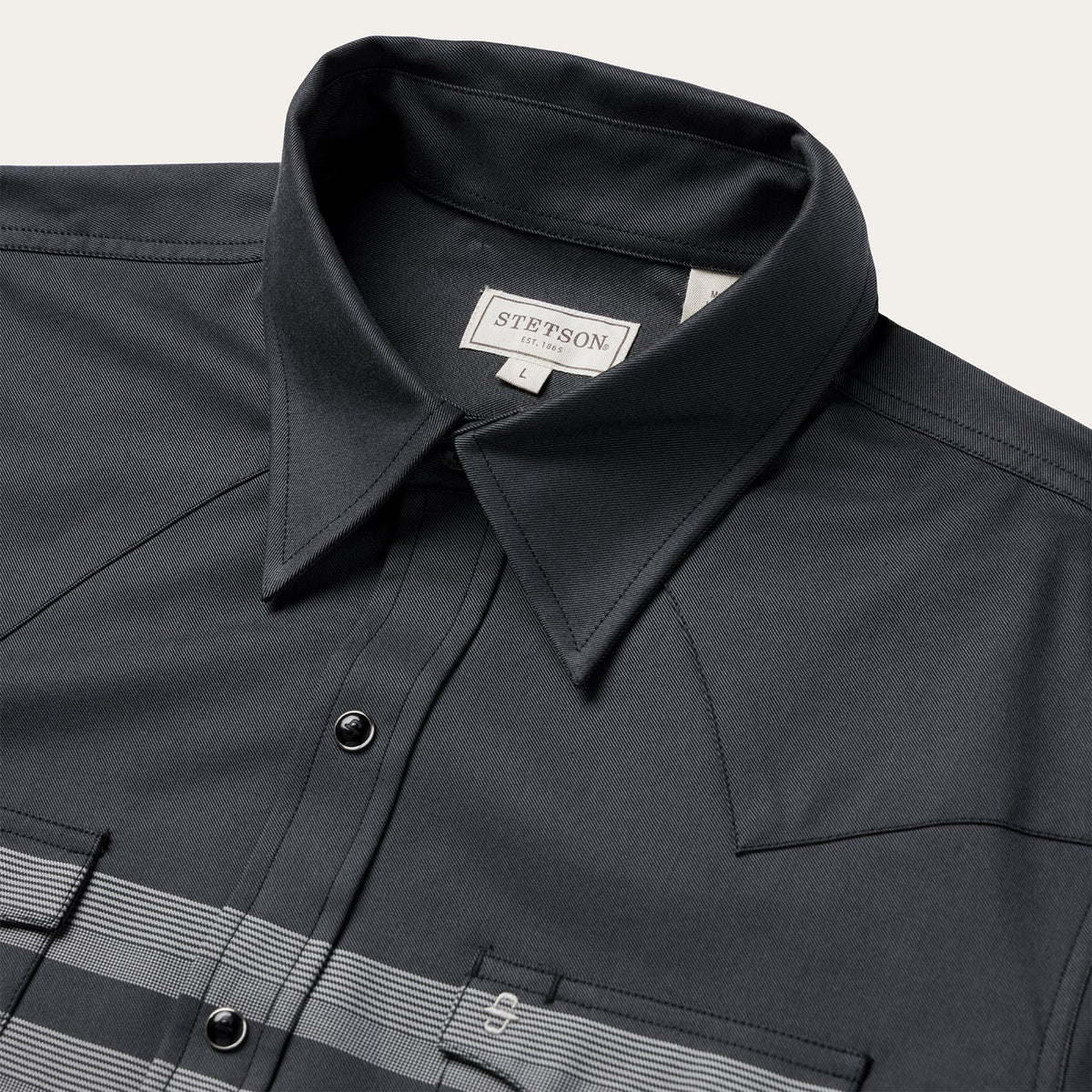 Stetson Border Stripe Twill Western Shirt