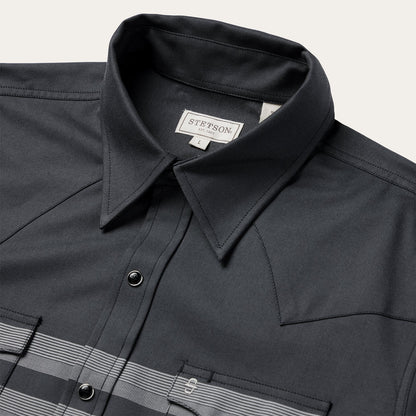 Stetson Border Stripe Twill Western Shirt