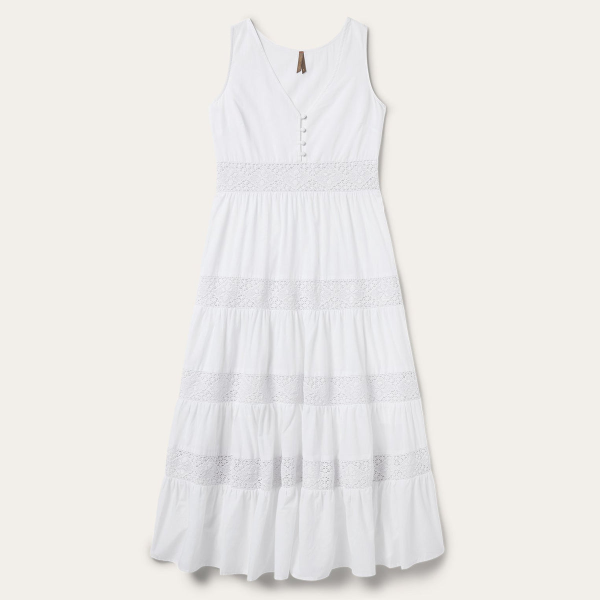 Stetson White Cotton Lawn Sleeveless Dress