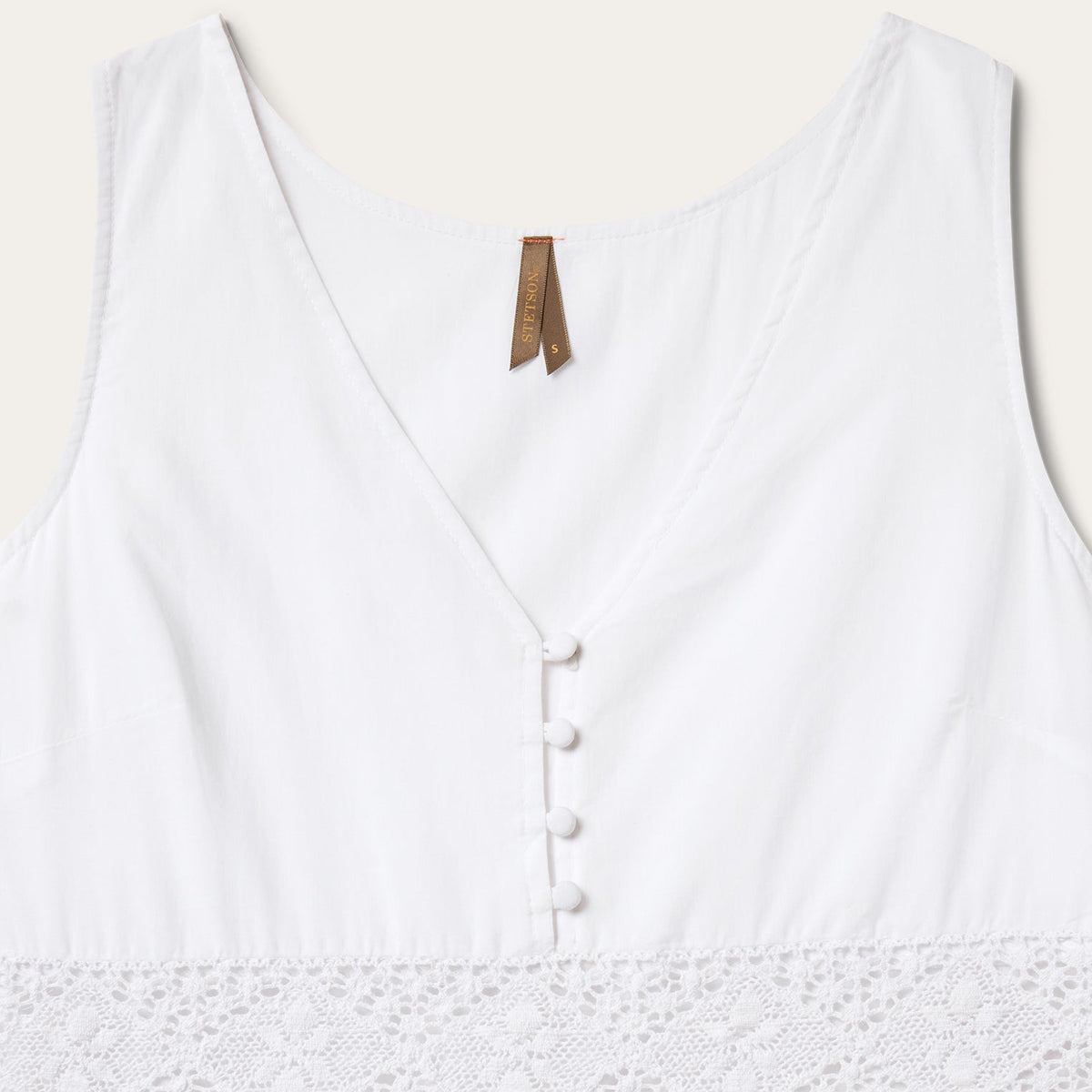 Stetson White Cotton Lawn Sleeveless Dress