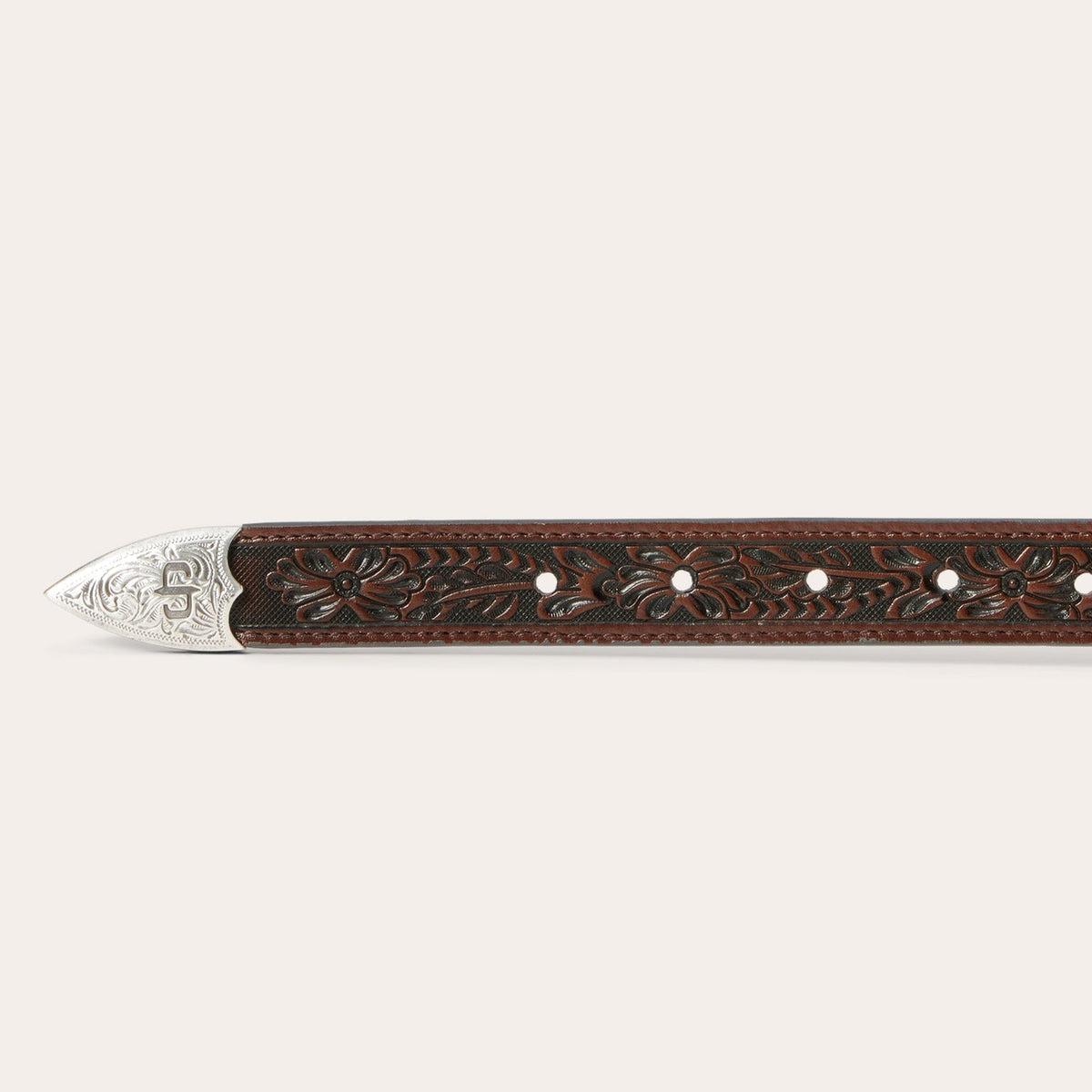Stetson Croco Print Tooled Tapered Belt