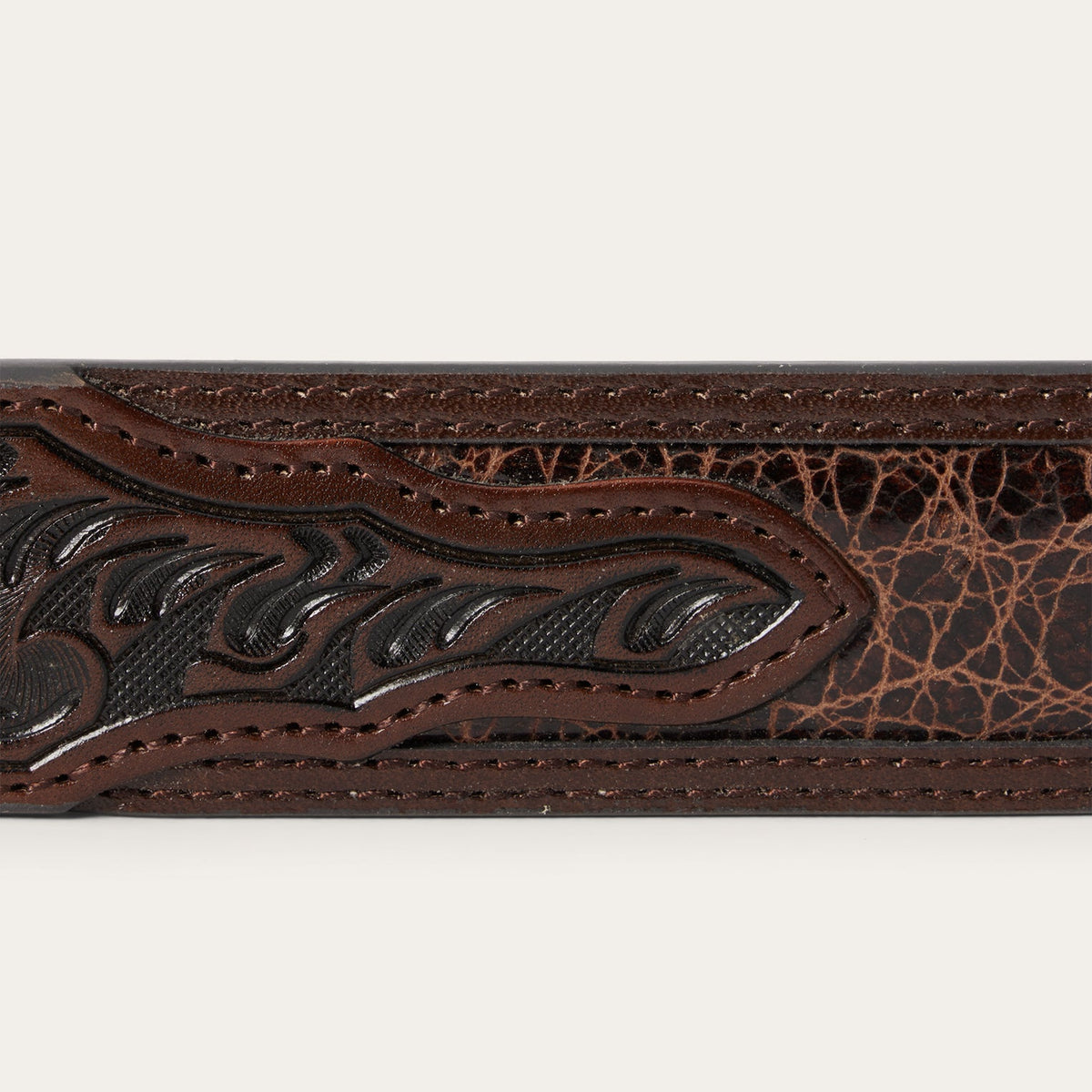 Stetson Croco Print Tooled Tapered Belt