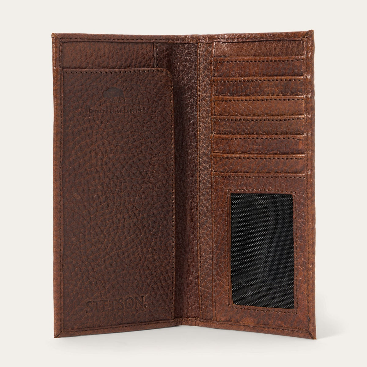 Stetson Bison Leather Stetson Rivet Checkbook Wallet