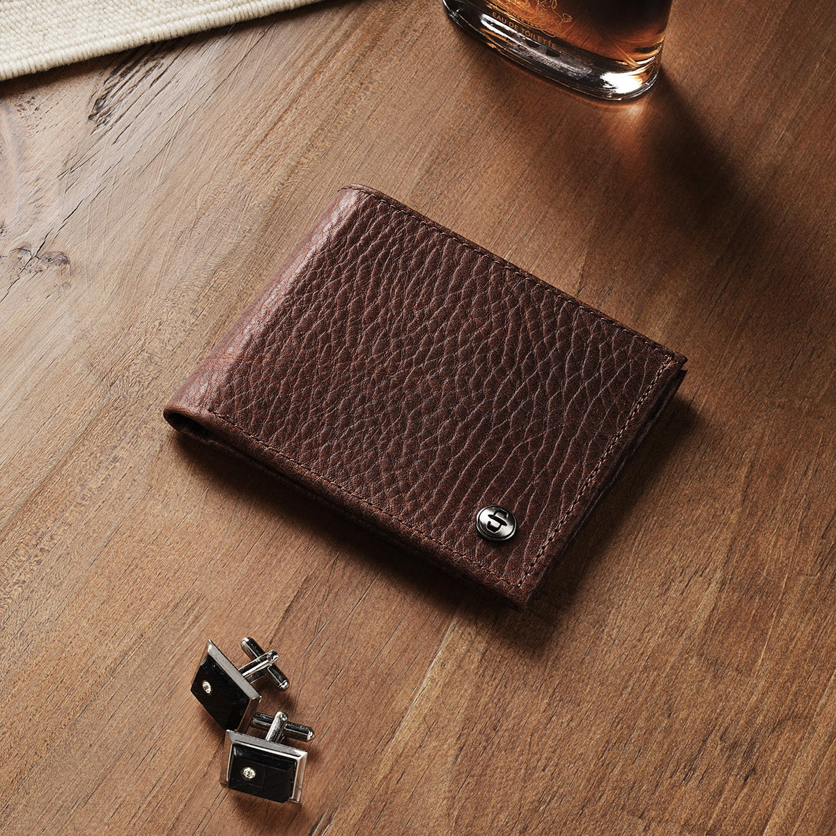 Stetson Bison Leather Stetson Rivet Bi-Fold Wallet