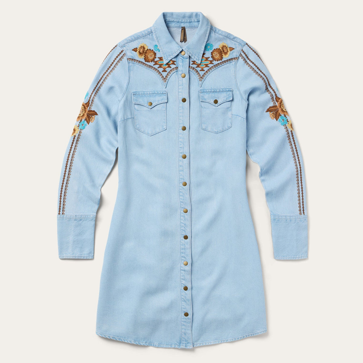 Stetson Embroidered Denim Shirt Dress