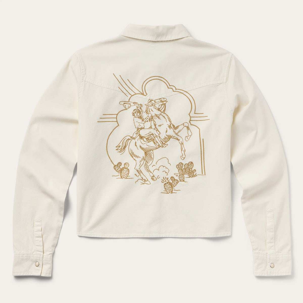 Stetson Embroidered Cream Denim Cropped Shirt