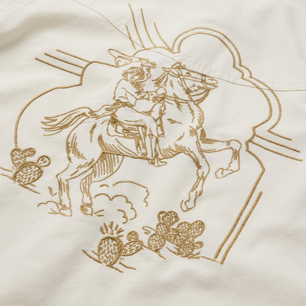 Stetson Embroidered Cream Denim Cropped Shirt