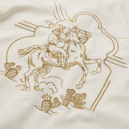 Stetson Embroidered Cream Denim Cropped Shirt