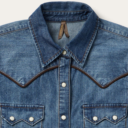 Stetson Piped Dark Denim Western Shirt