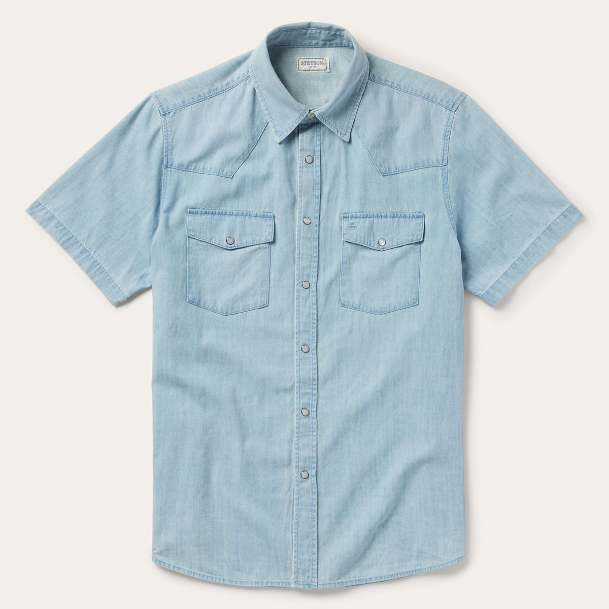 Stetson Chambray Oxford Short Sleeve Western Shirt